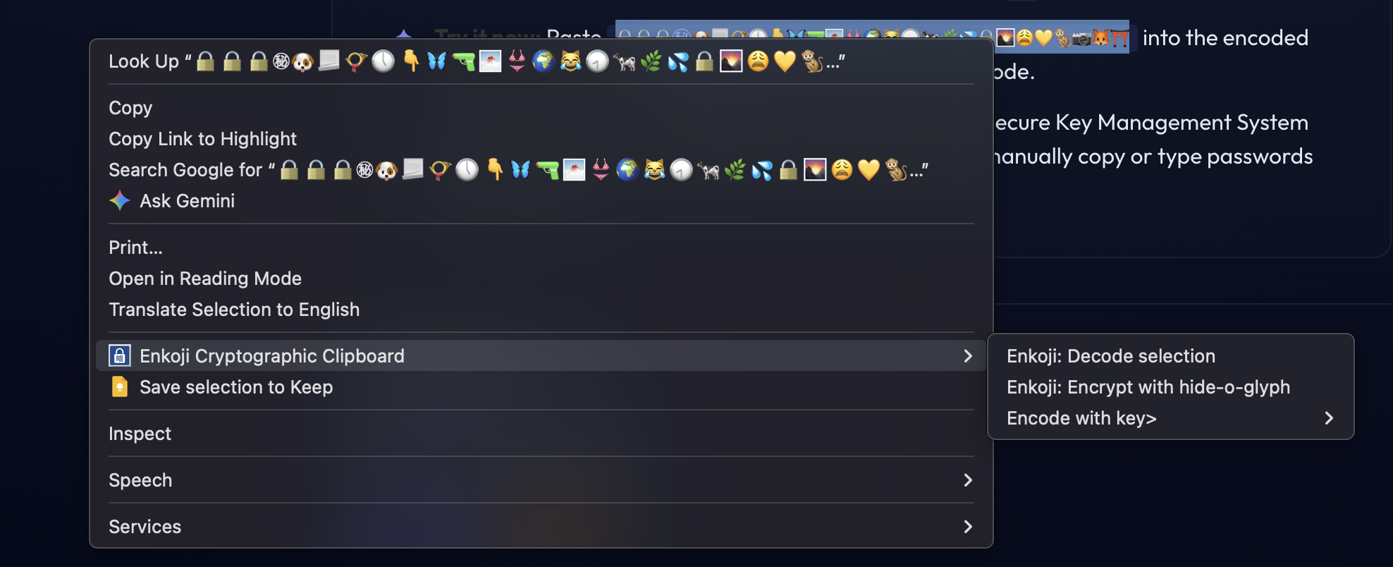 enkoji extension context menu